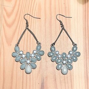 Costume Blue Stone Dangle Earrings